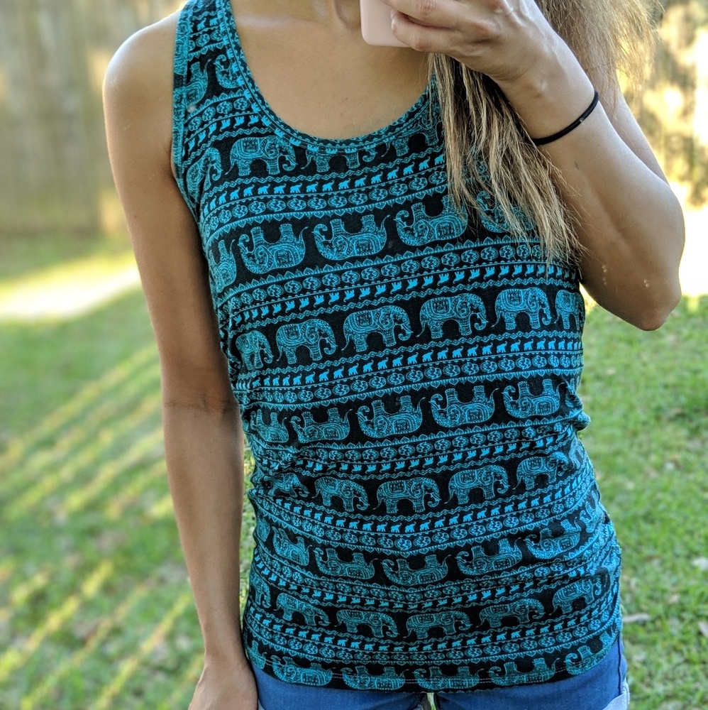 Blue elephant tank top